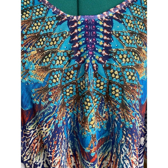 Batwing Blouse One Size Jennifer Rose NY Animal Print Rhinestone Detail NEW - Picture 2 of 8